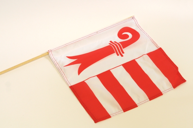 Drapeau jurassien en toile sur baguette, 30x30 cm